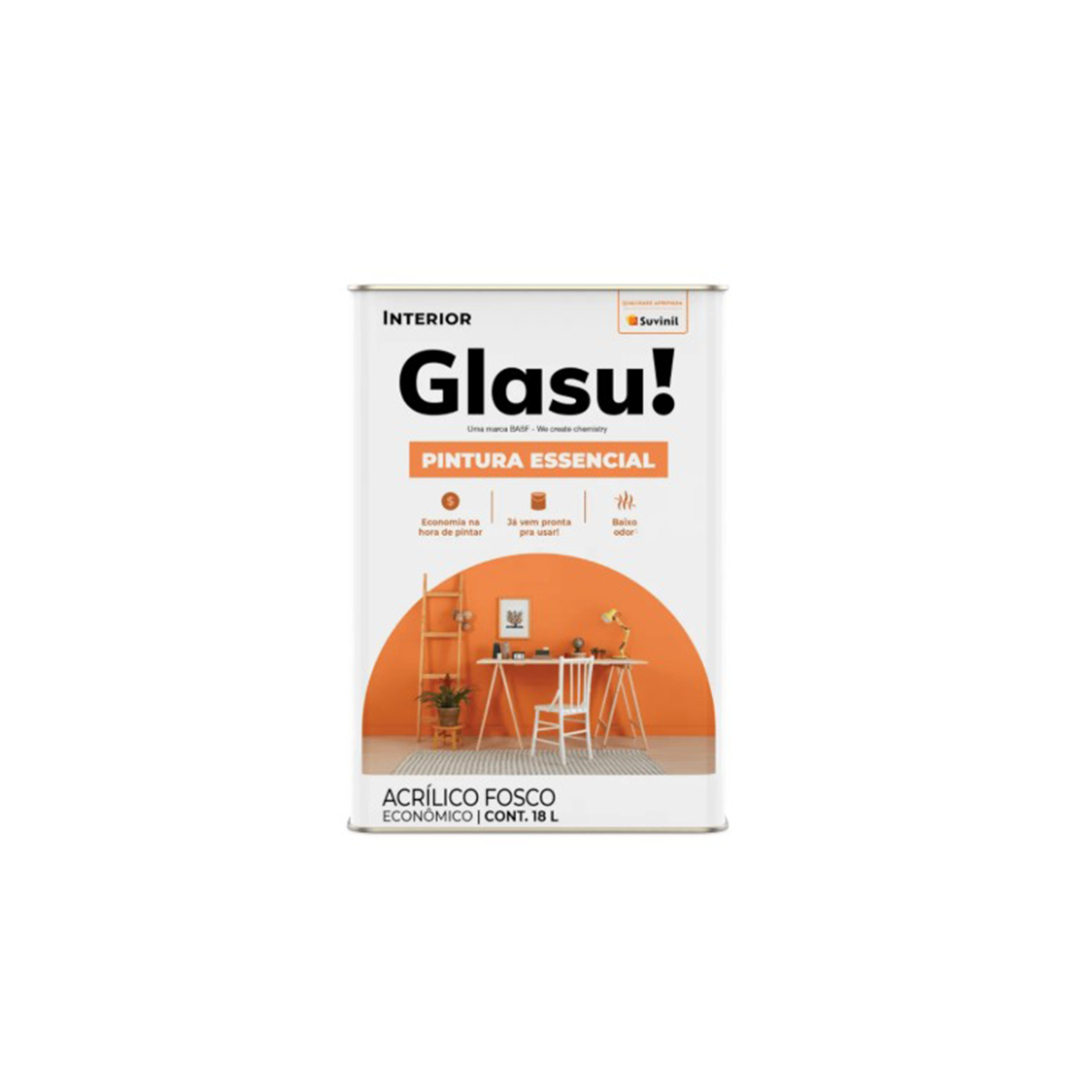 12 16655 - GLASU ACR. ECONOMICO PINTURA ESSENCIAL FOSCO BCO NEVE 18L - Imagem 1