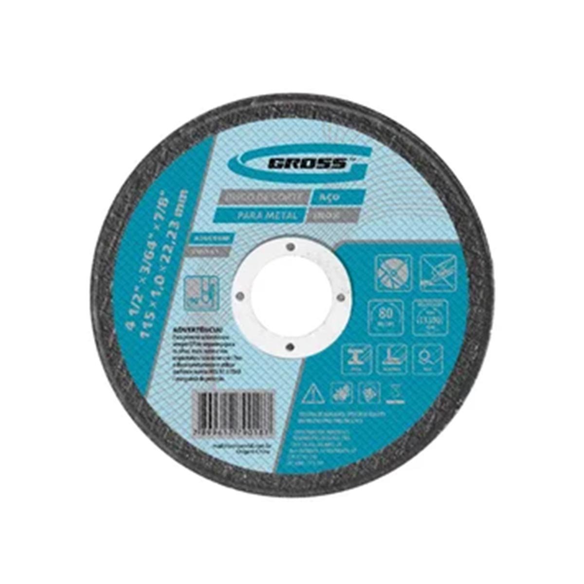 Disco p Inox DISCO DE CORTE P/INOX E METAL 115 1,0 22,23MM GROSS - 7436155 - Imagem 1