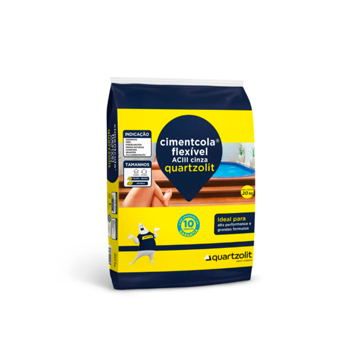 GABARITO PRODUTO NOVA BERTIOGA 00379 - QUARTZ ARG. 20KG CIMENTCOLA FLEXIVEL AC 3 CINZA - Imagem 1