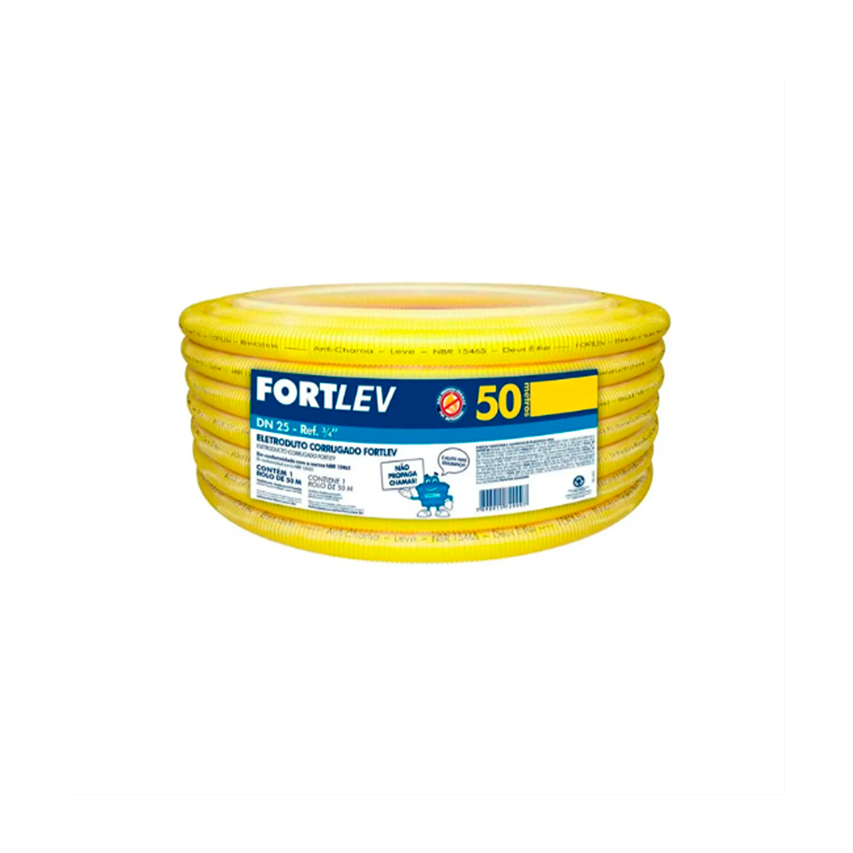GABARITO PRODUTO NOVA BERTIOGA Conduíte Corrugado Flexível Fortlev 25mm – Rolo 50 Metros - Imagem 1