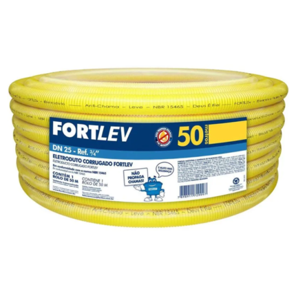 Conduíte Corrugado Flexível Fortlev 25mm – Rolo 50 Metros